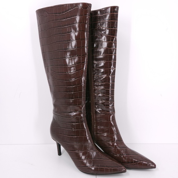 Guess Shoes - Guess Wayla Dark Brown Knee High Tall Pointed Toe Stiletto Boots Womens Size 8 M
